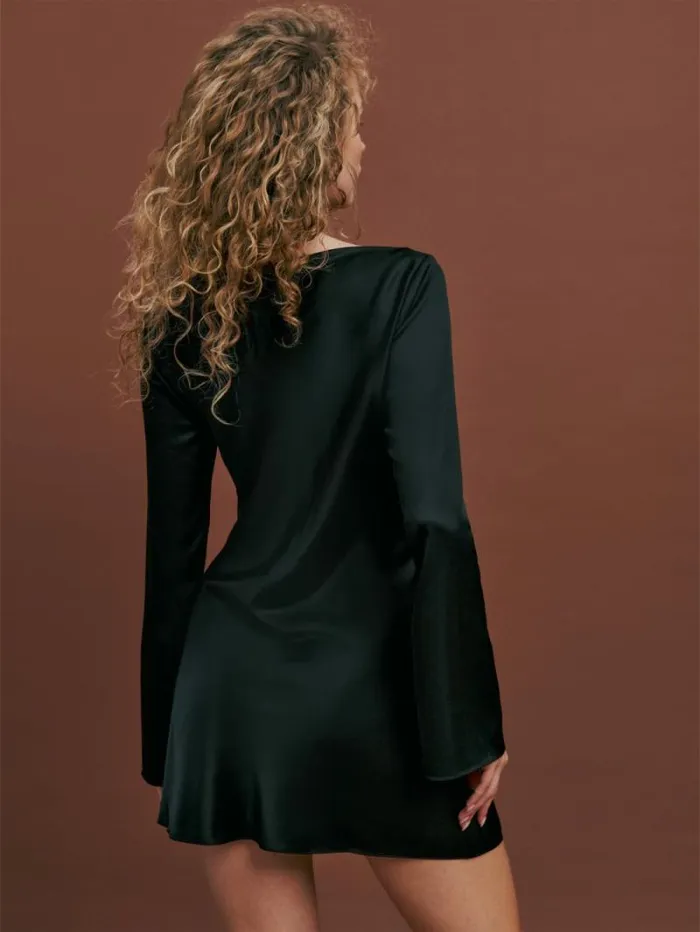 The Reformation Pike Satin Dress Black 8211 Clothing