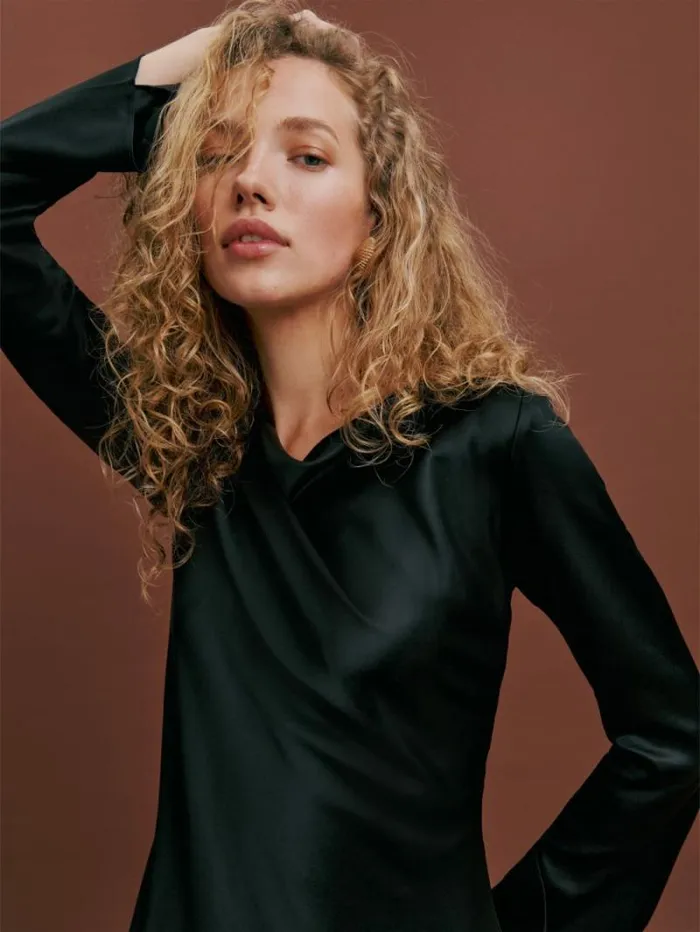 The Reformation Pike Satin Dress Black 8211 Clothing