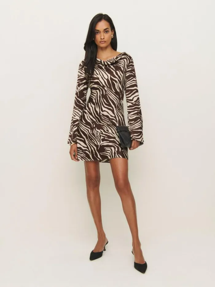 The Reformation Pike Satin Dress Stampede 8211 Clothing