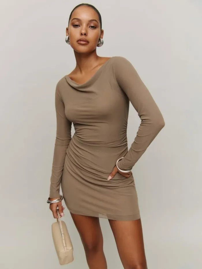 The Reformation Reese Knit Dress Sand 8211 Clothing