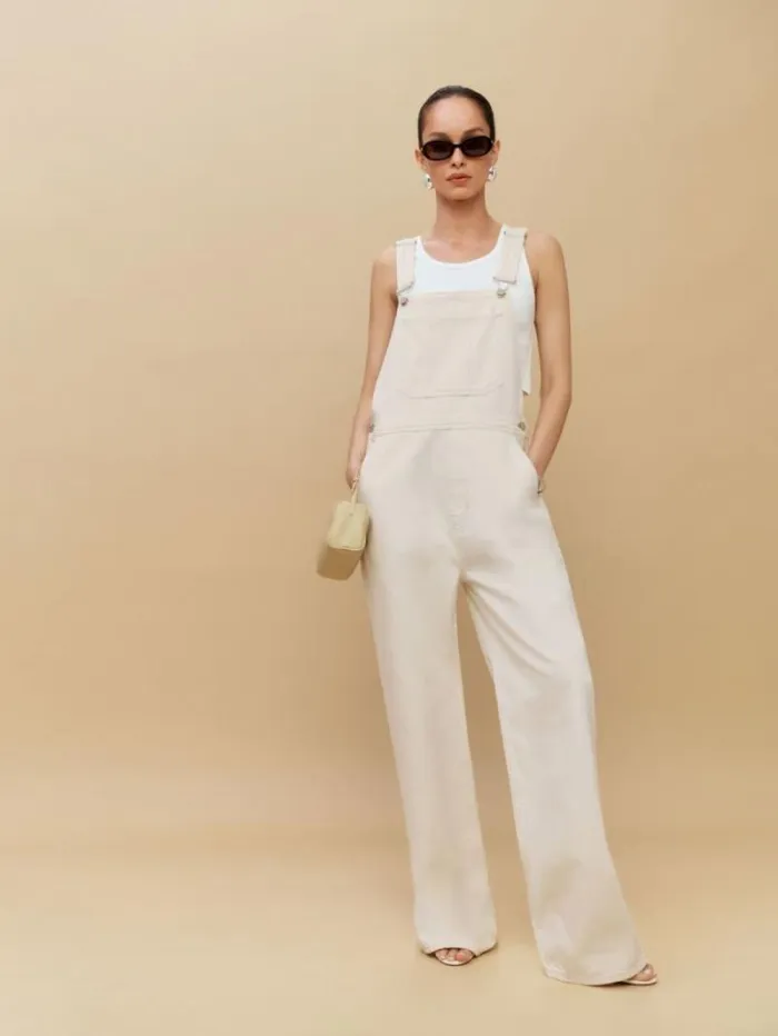 The Reformation River Relaxed Denim Overalls Fior Di Latte 8211 Clothing