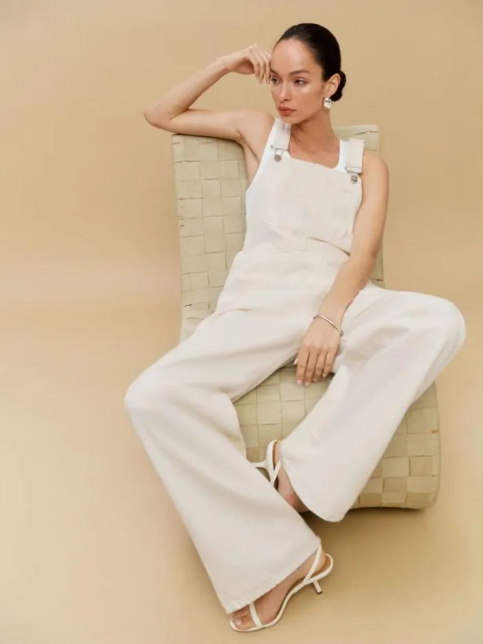 The Reformation River Relaxed Denim Overalls Fior Di Latte 8211 Clothing