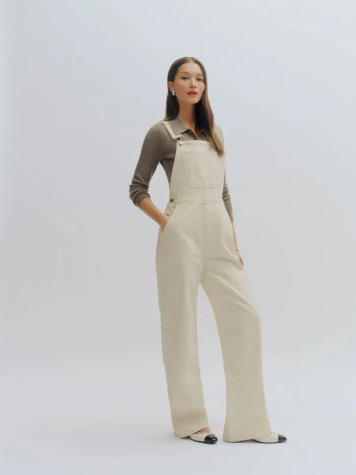 The Reformation River Relaxed Denim Overalls Fior Di Latte 8211 Clothing