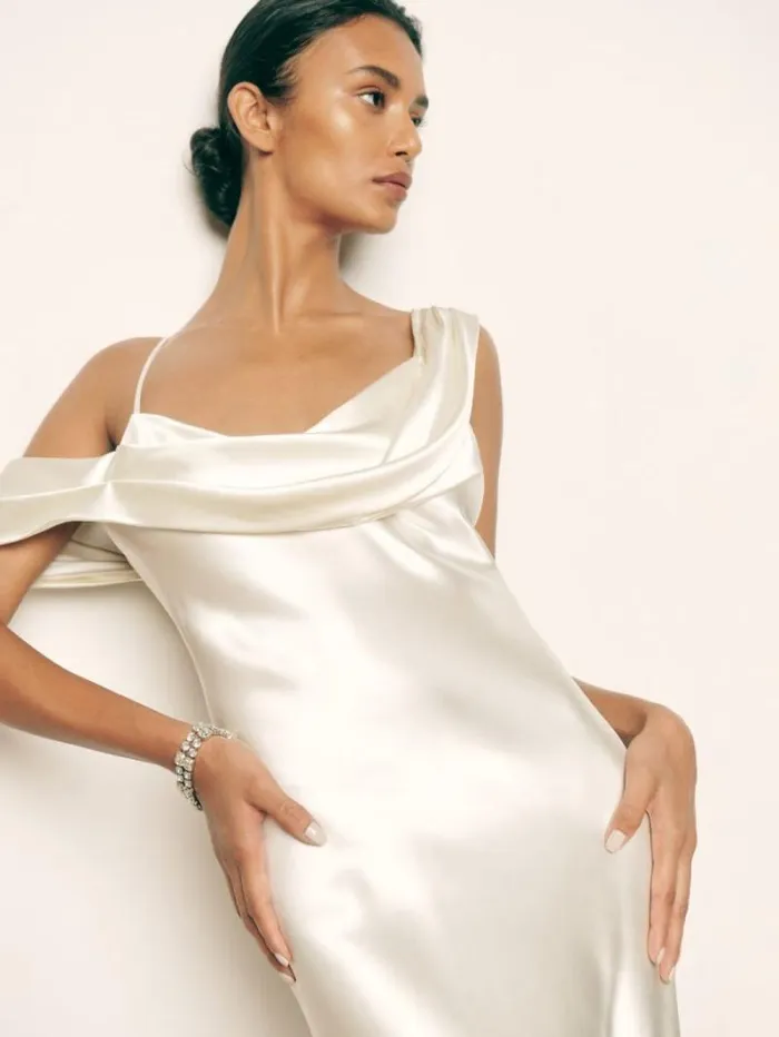 The Reformation Ronda Silk Dress Ivory 8211 Weddings