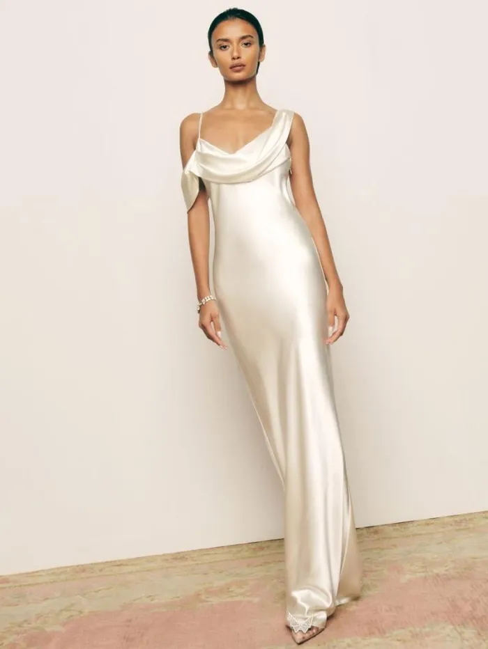 The Reformation Ronda Silk Dress Ivory 8211 Weddings