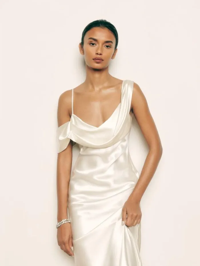 The Reformation Ronda Silk Dress Ivory 8211 Weddings