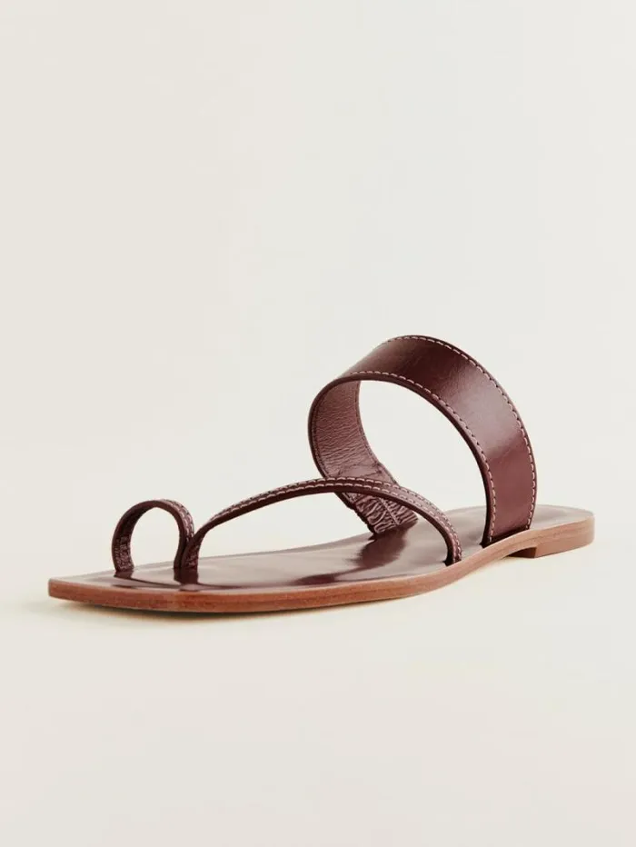 The Reformation Sawyer Flat Sandal Ruby Leather 8211 Shoes