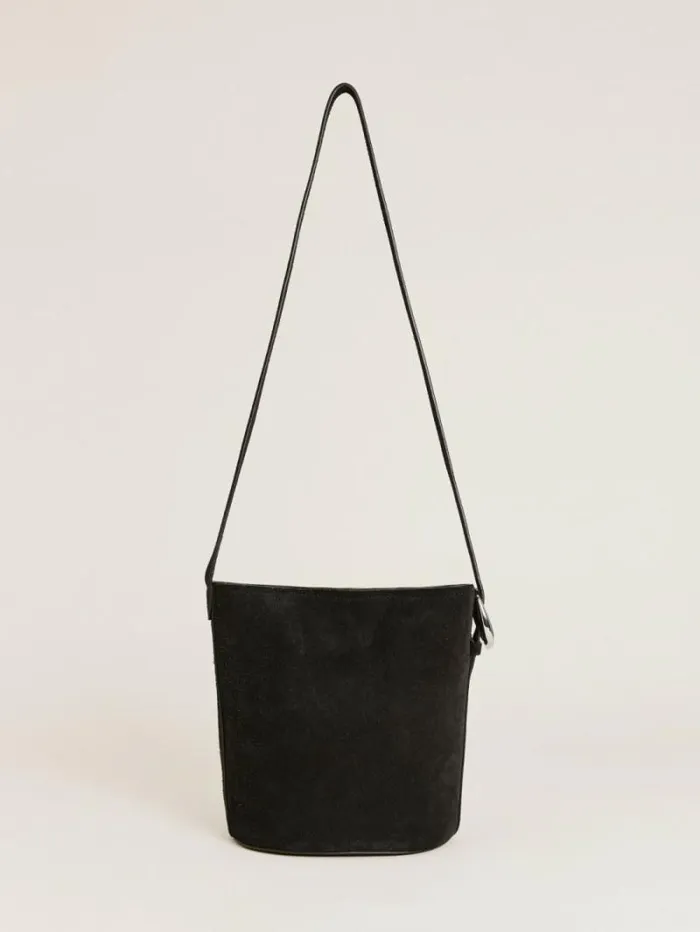 The Reformation Seleena Small Bucket Bag Black Suede 8211 Bags