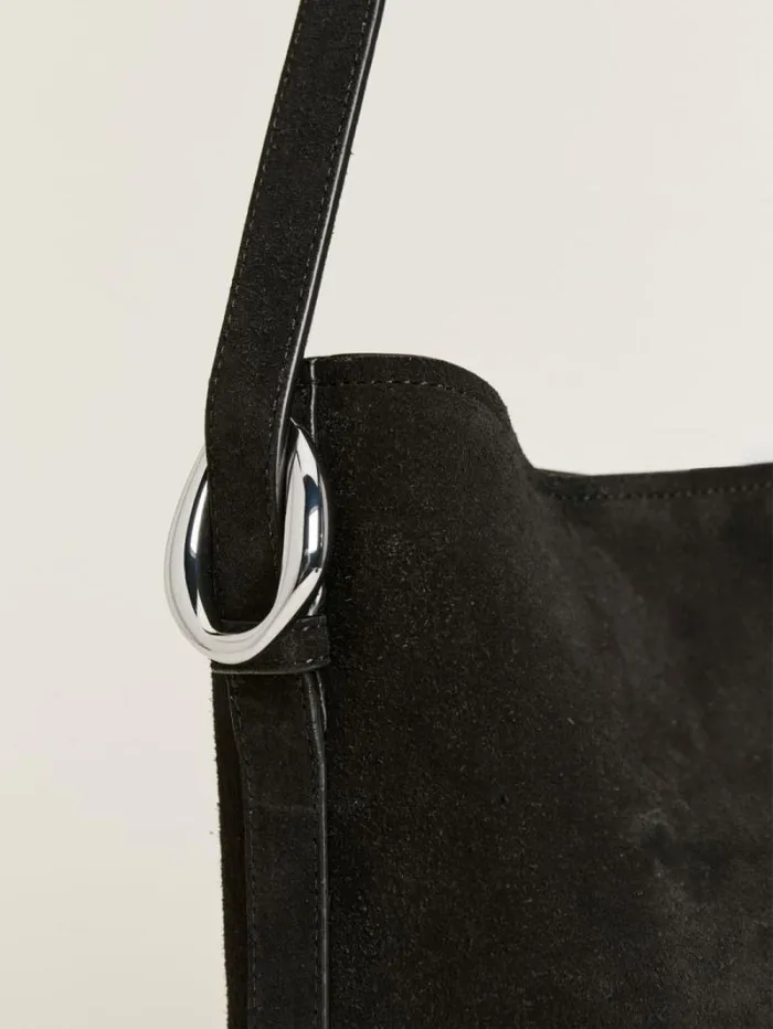 The Reformation Seleena Small Bucket Bag Black Suede 8211 Bags