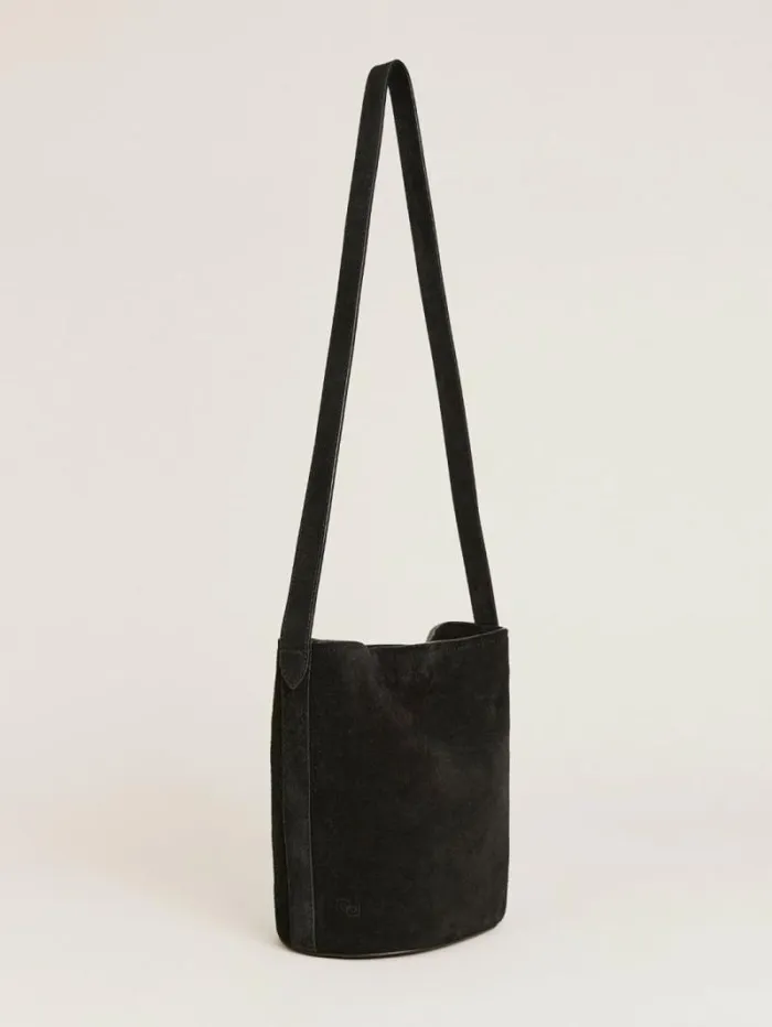 The Reformation Seleena Small Bucket Bag Black Suede 8211 Bags