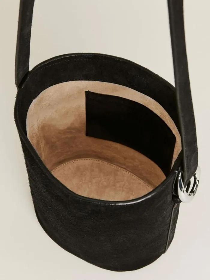 The Reformation Seleena Small Bucket Bag Black Suede 8211 Bags