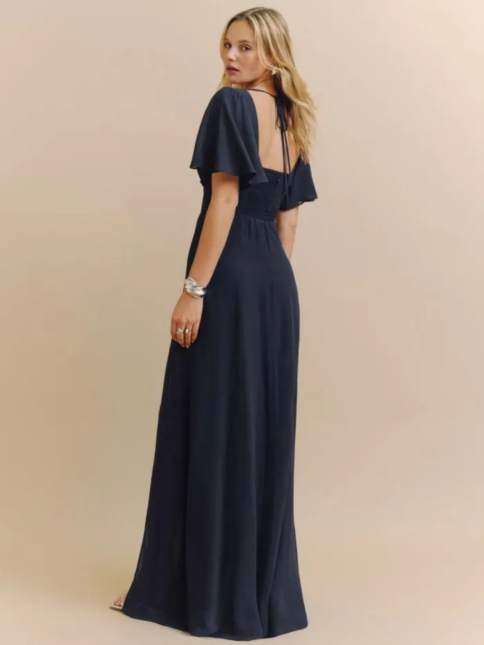 The Reformation Shayla Dress Navy 8211 Weddings