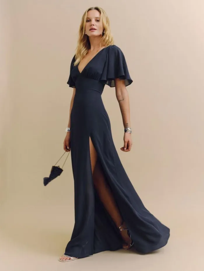 The Reformation Shayla Dress Navy 8211 Weddings