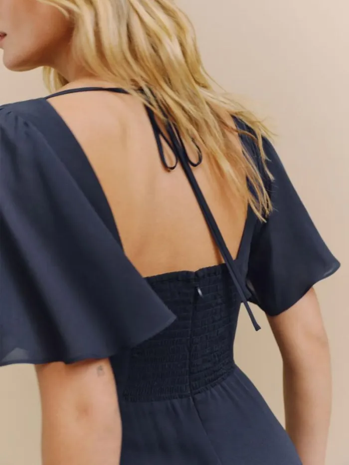 The Reformation Shayla Dress Navy 8211 Weddings