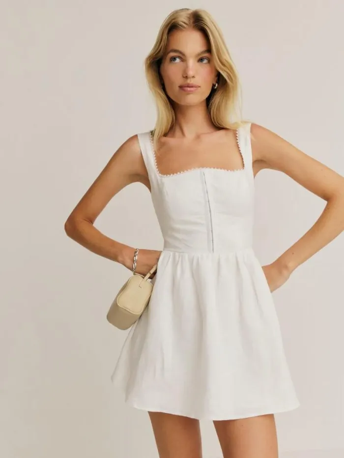 The Reformation Sheri Linen Dress White 8211 Clothing