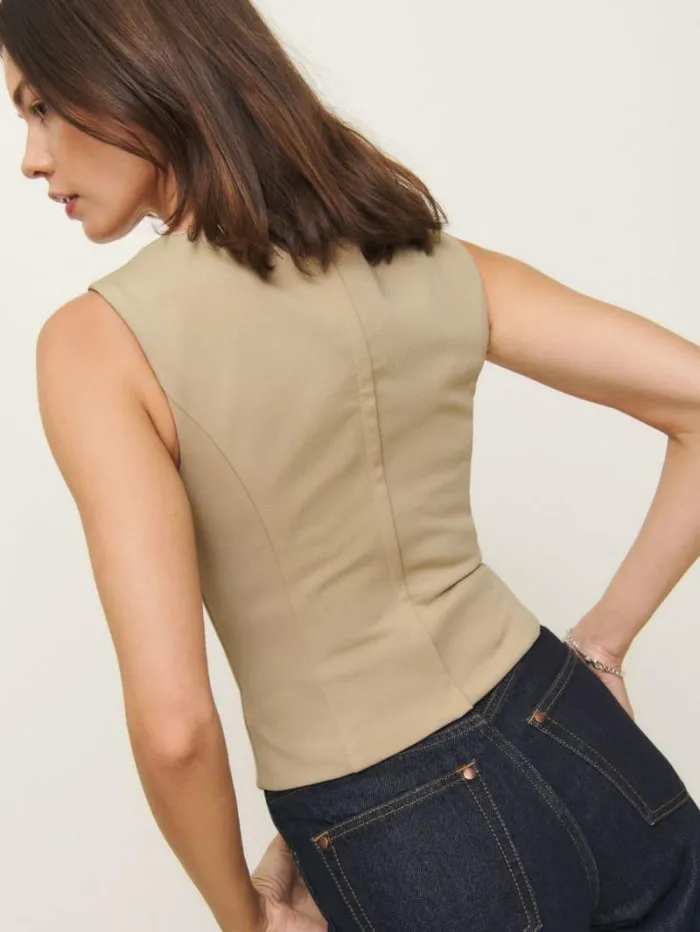 The Reformation Sienna Knit Top Tan 8211 Clothing