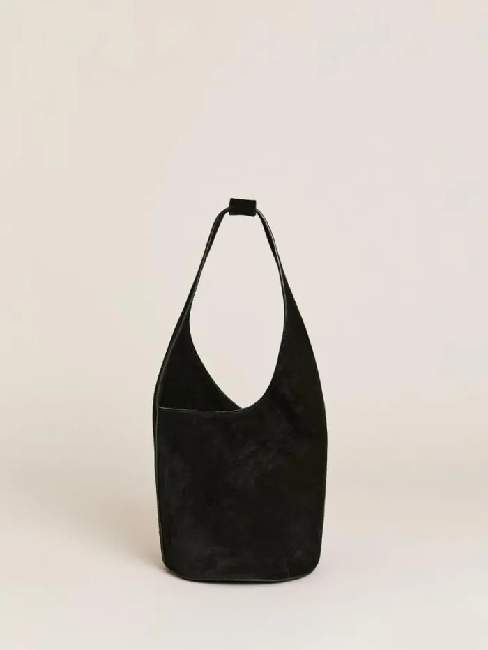 The Reformation Small Silvana Bucket Bag Black Suede 8211 Bags