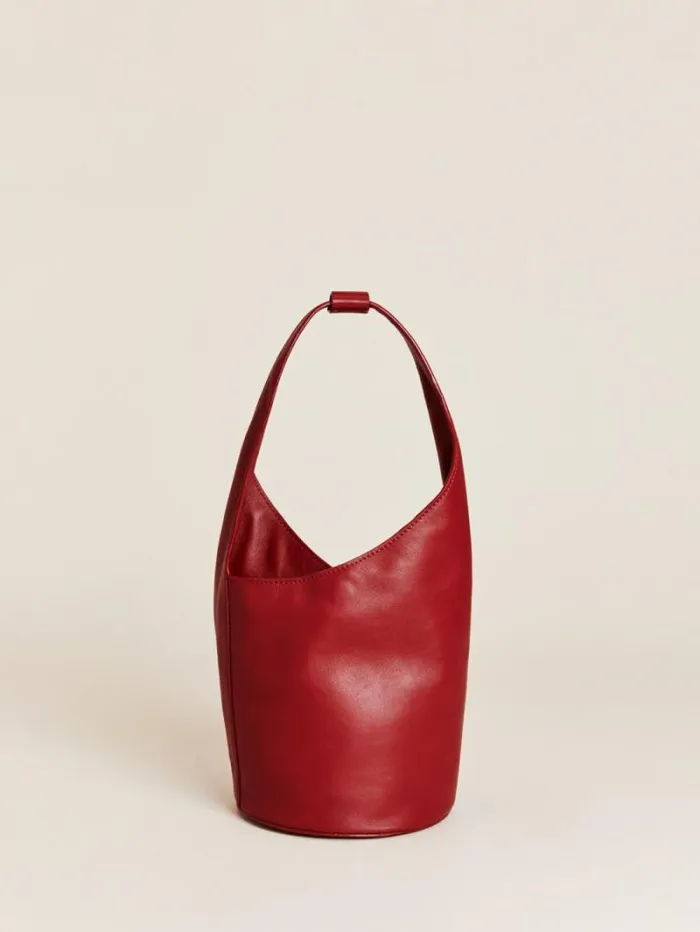 The Reformation Small Silvana Bucket Bag Lipstick Leather 8211 Bags