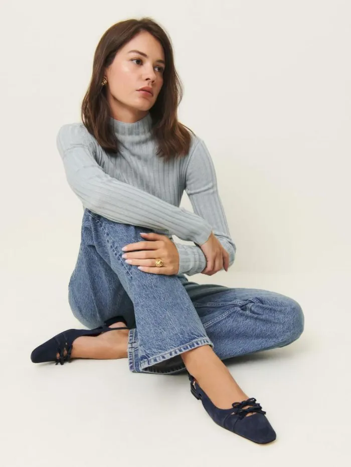 The Reformation Tammy Slingback Flat After Hours Suede 8211 Shoes
