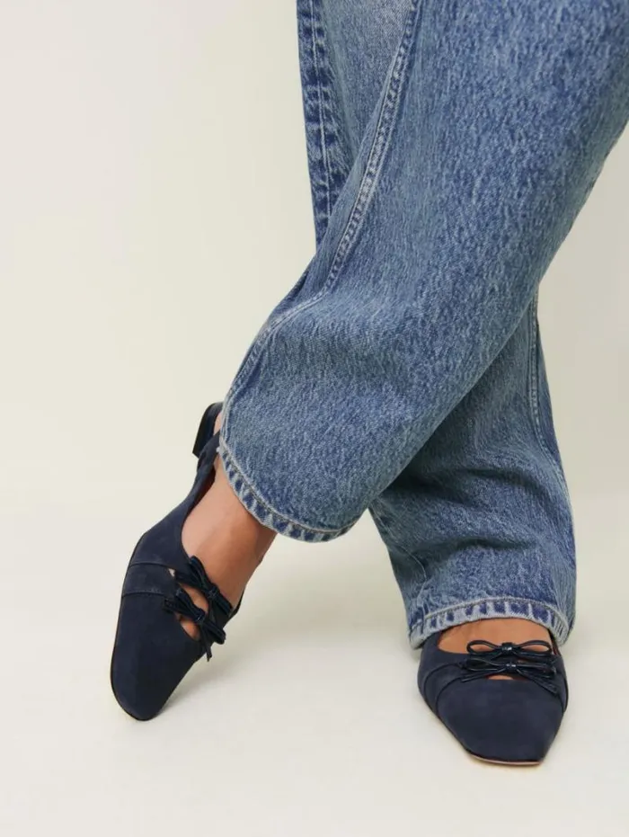 The Reformation Tammy Slingback Flat After Hours Suede 8211 Shoes