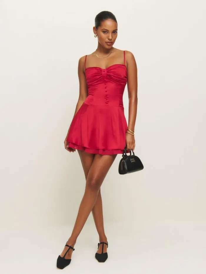 The Reformation Ursula Silk Dress Lipstick 8211 Clothing