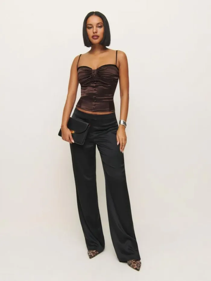 The Reformation Ursula Silk Top Black Bean 8211 Clothing