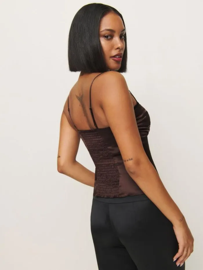 The Reformation Ursula Silk Top Black Bean 8211 Clothing