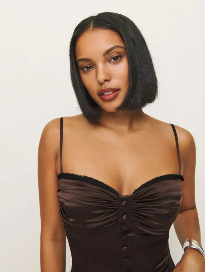 The Reformation Ursula Silk Top Black Bean 8211 Clothing