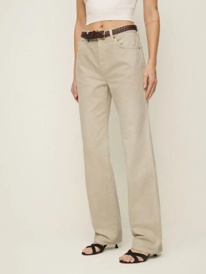 The Reformation Val 90s Mid Rise Straight Jeans Vintage Oatmeal 8211 Clothing