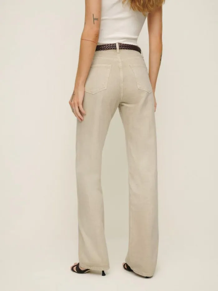 The Reformation Val 90s Mid Rise Straight Jeans Vintage Oatmeal 8211 Clothing