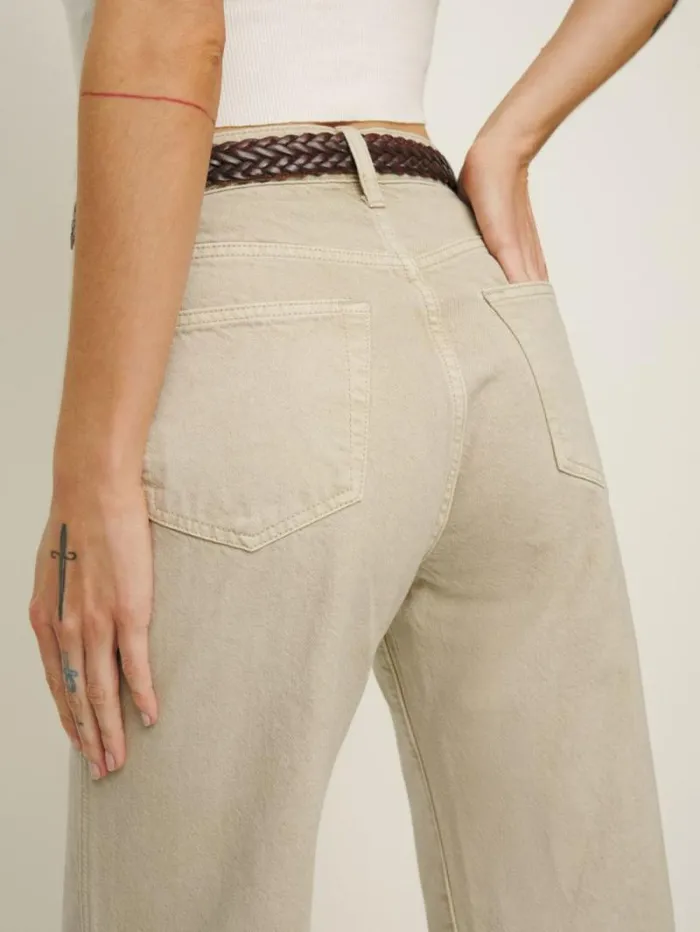 The Reformation Val 90s Mid Rise Straight Jeans Vintage Oatmeal 8211 Clothing