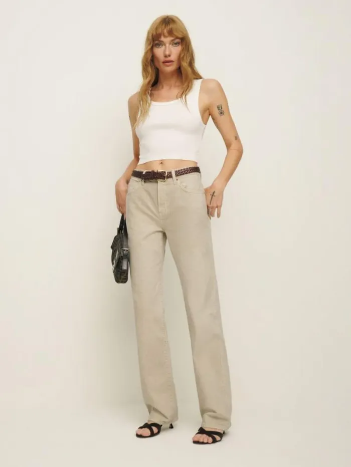 The Reformation Val 90s Mid Rise Straight Jeans Vintage Oatmeal 8211 Clothing