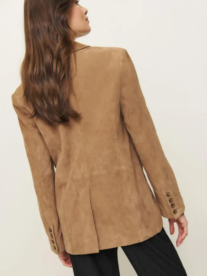 The Reformation Veda Leon Oversized Suede Blazer Pecan 8211 Clothing