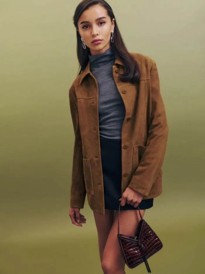 The Reformation Veda Lincoln Suede Shirt Jacket Topanga Canyon 8211 Clothing