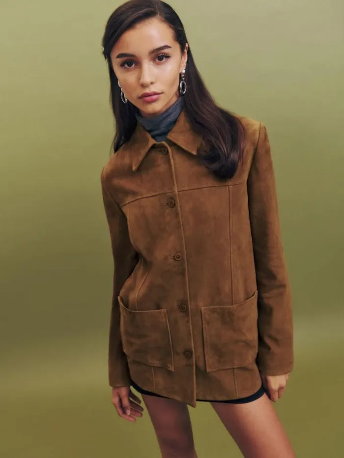 The Reformation Veda Lincoln Suede Shirt Jacket Topanga Canyon 8211 Clothing