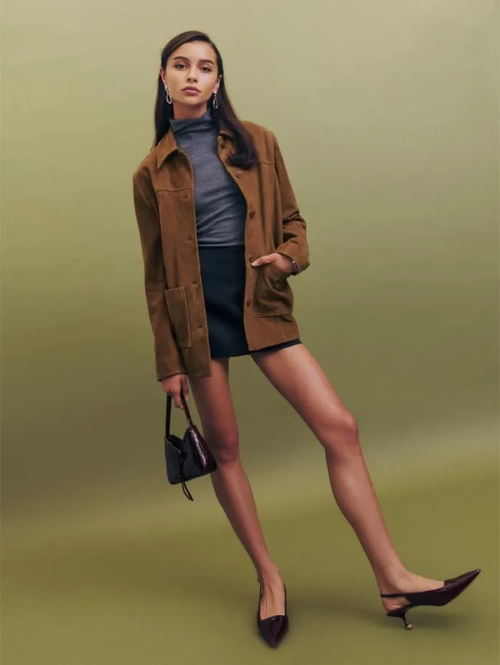 The Reformation Veda Lincoln Suede Shirt Jacket Topanga Canyon 8211 Clothing