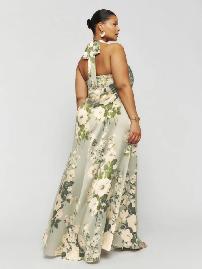 The Reformation Veria Silk Dress Es Tarragon 8211 ClothingWeddings