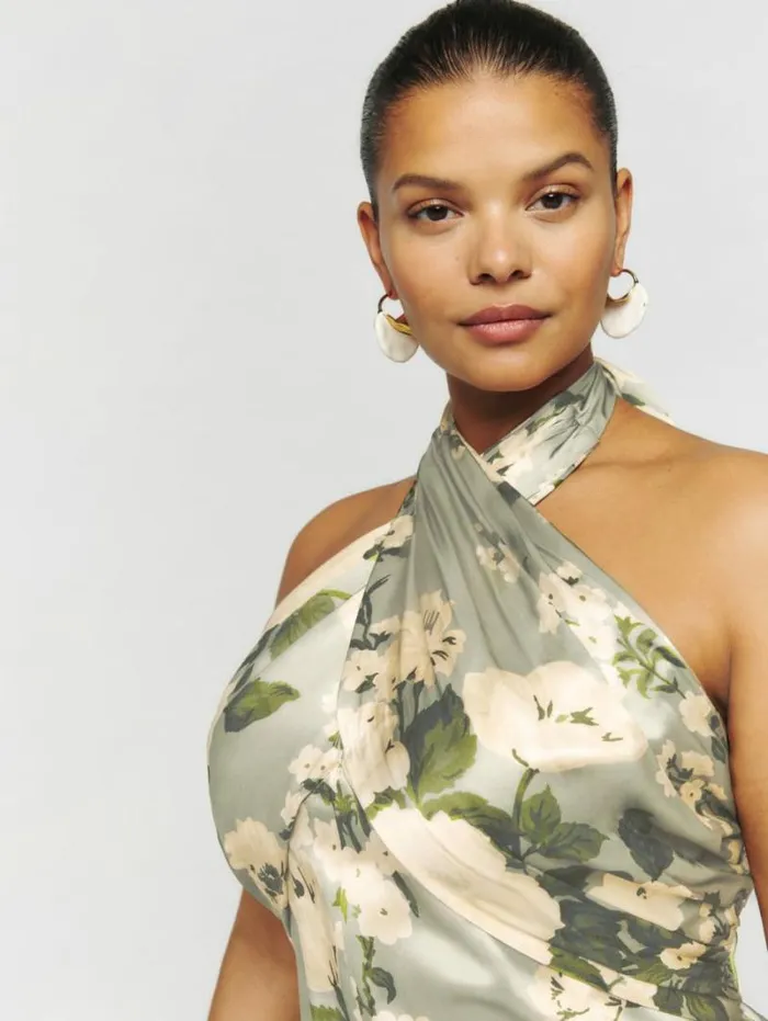 The Reformation Veria Silk Dress Es Tarragon 8211 ClothingWeddings