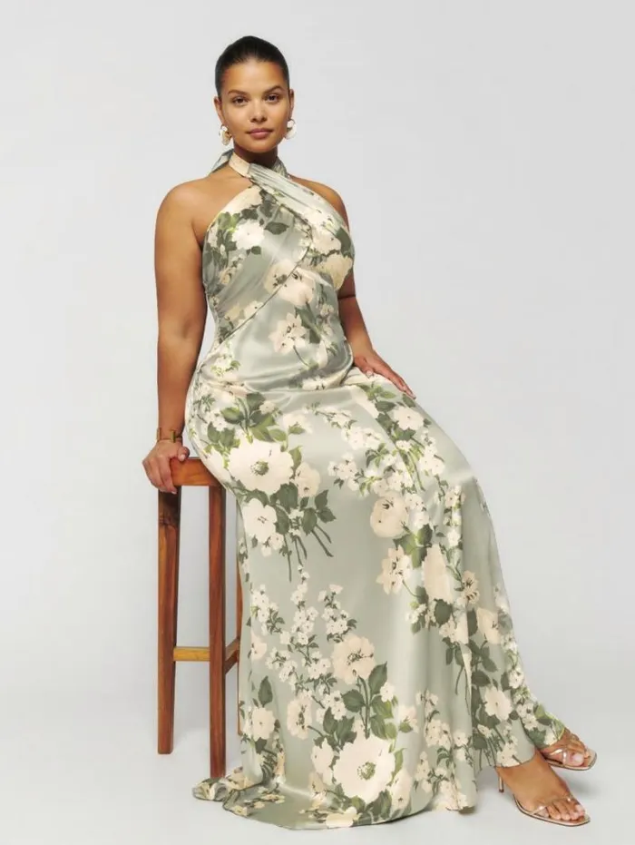 The Reformation Veria Silk Dress Es Tarragon 8211 ClothingWeddings