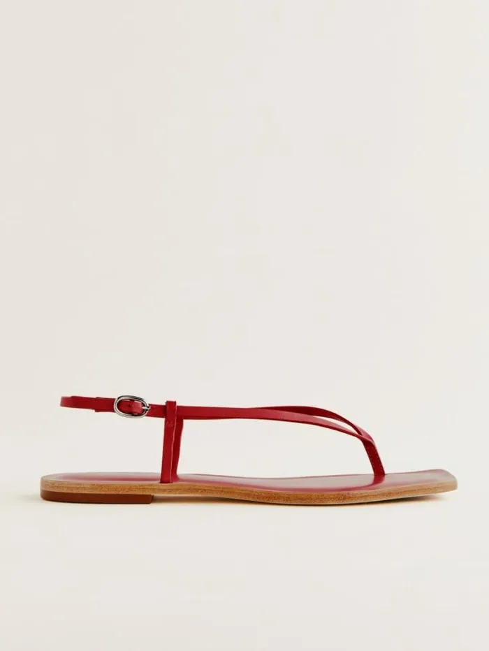 The Reformation Vincenza Thong Sandal Lipstick Leather 8211 Shoes