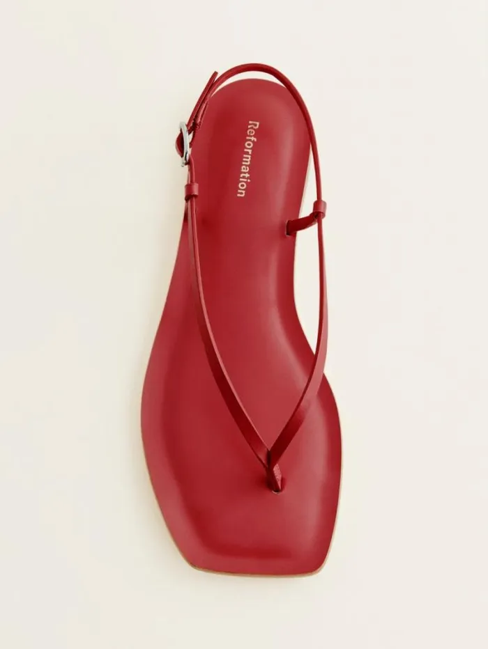 The Reformation Vincenza Thong Sandal Lipstick Leather 8211 Shoes