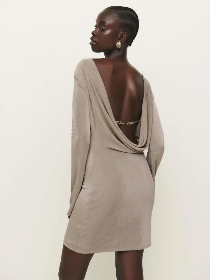 The Reformation Vivien Knit Dress Stone 8211 Clothing