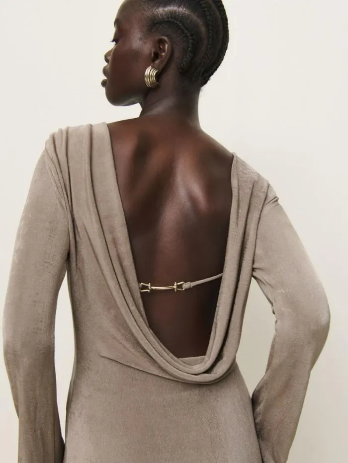The Reformation Vivien Knit Dress Stone 8211 Clothing