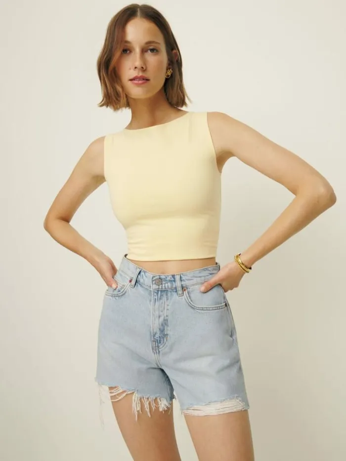 The Reformation Wilder High Rise Relaxed Jean Shorts Lethe 8211 Clothing