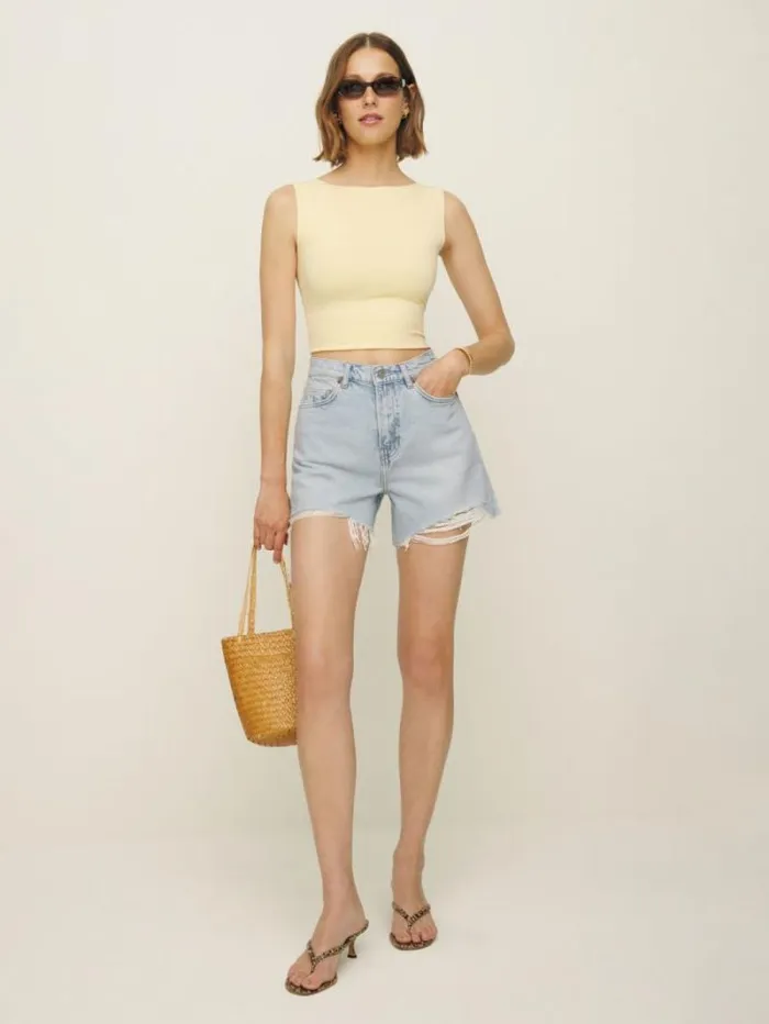 The Reformation Wilder High Rise Relaxed Jean Shorts Lethe 8211 Clothing