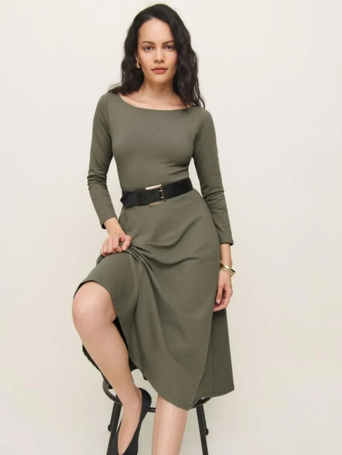The Reformation Wiley Knit Dress Poppyseed 8211 Clothing