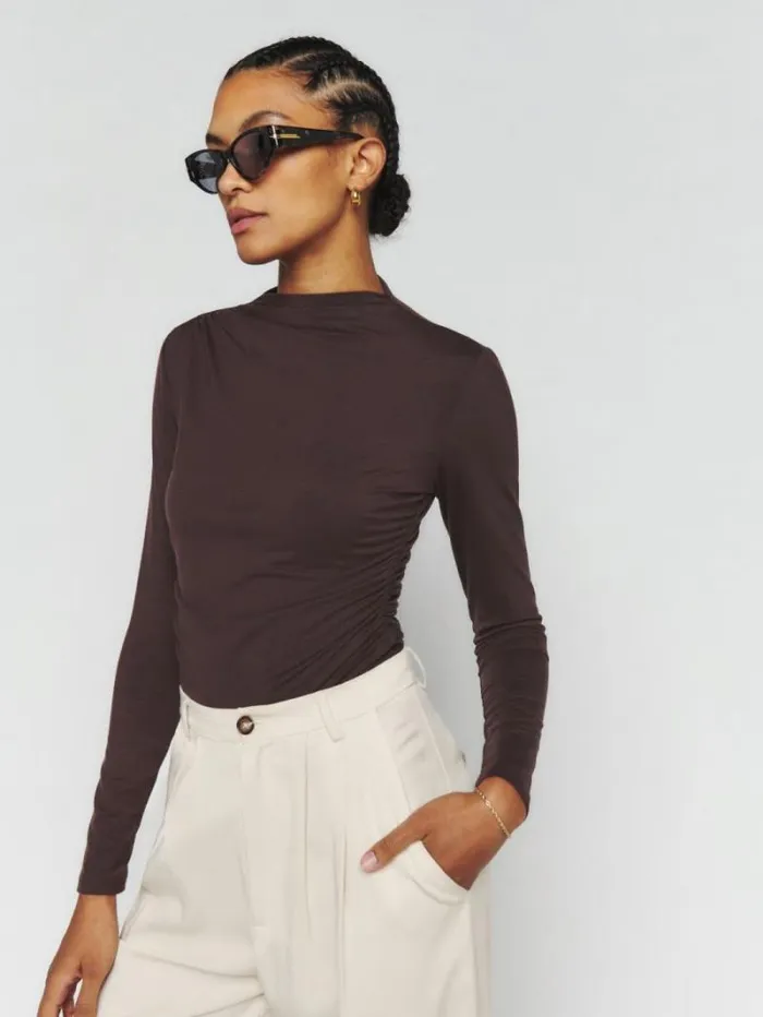 The Reformation Zylah Knit Top Mole 8211 Clothing