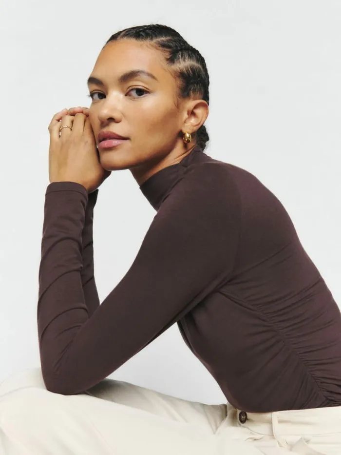 The Reformation Zylah Knit Top Mole 8211 Clothing