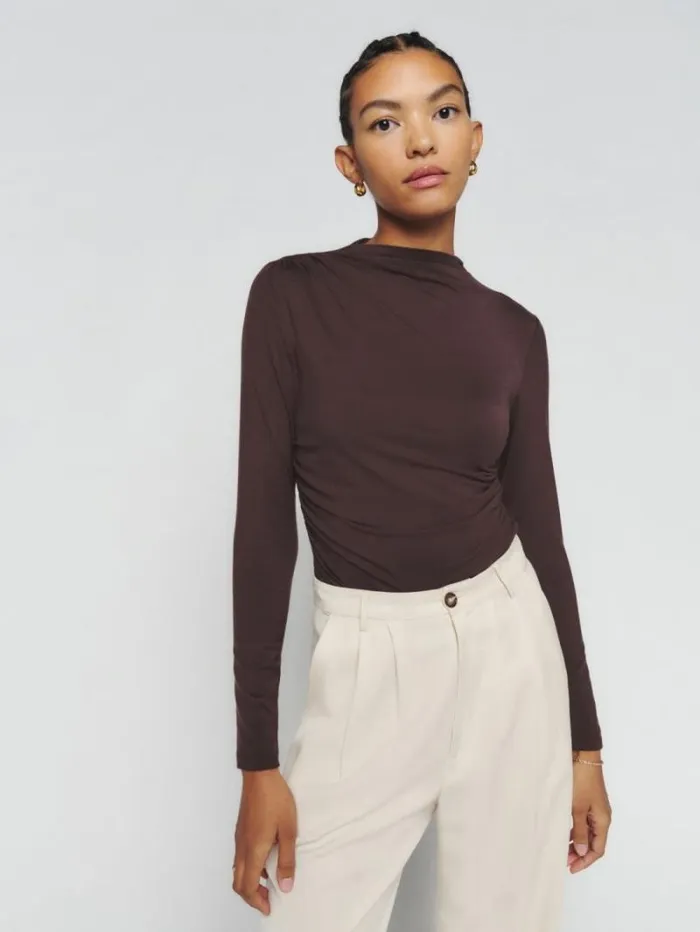 The Reformation Zylah Knit Top Mole 8211 Clothing