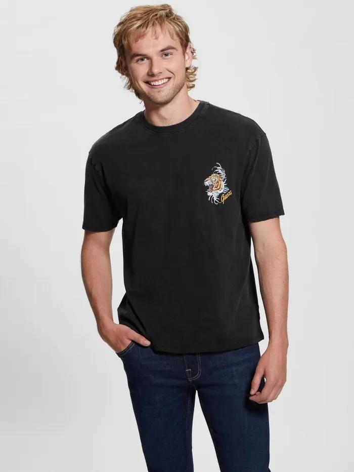 Tiger Wave Tee Jet Black Multi TShirts and Tanks GUESS Men Tiger Wave Tee Jet Black Multi TShirts and Tanks GUESS Men